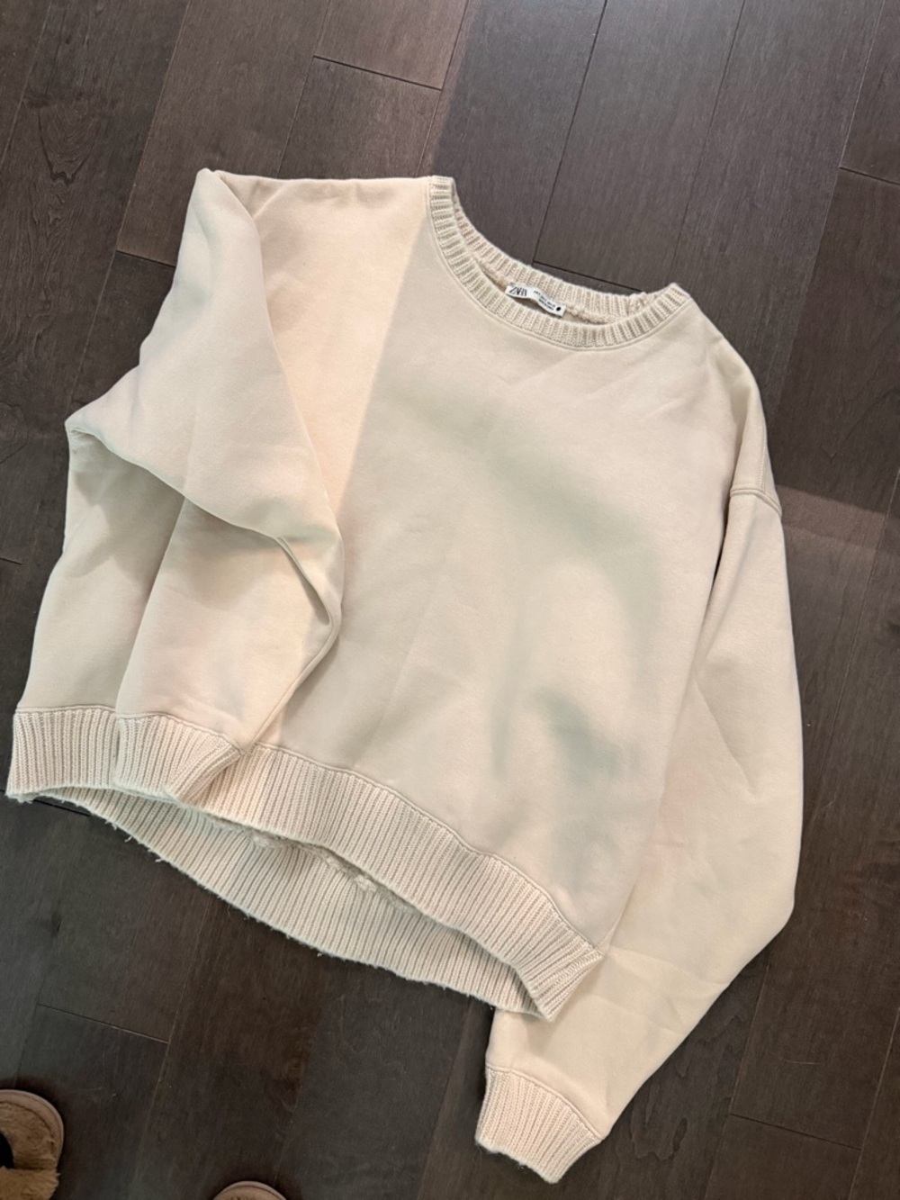 ZARA Cream Crewneck Pullover Sweater